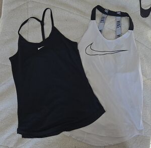 Nike Women's Black and White Tank Tops